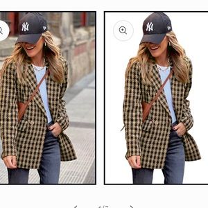 PLAID DOUBLE BREASTED BLAZER